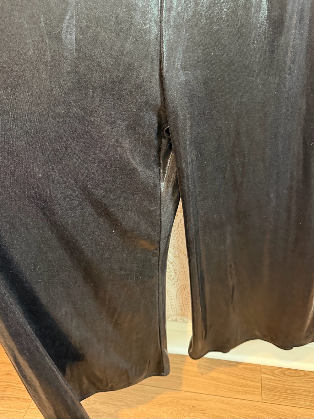 KPY Lounge Black Shimmer Wide Leg Tie Strap Jumpsuit One Size - Picture 4 of 9